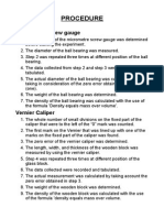 Procedure: Micrometre Screw Gauge