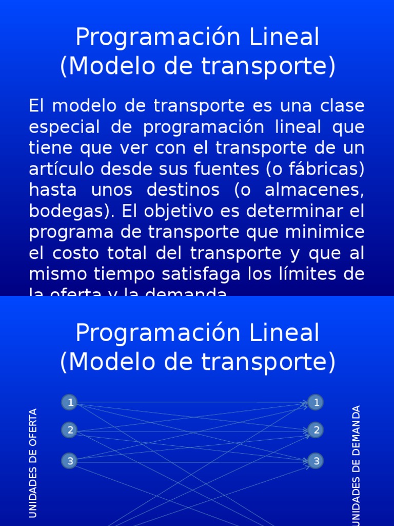 Modelo de Transporte en Programación Lineal | PDF | Transporte | Áreas ...