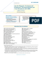 Guidelines for the Diagnosis, Treatment and Prevention of Pulmonary Embolism and Deep Vein Thrombosis (JSC 2009)(1)