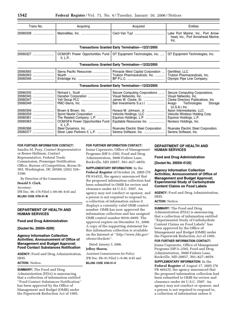 FDA Information Collection Approvals | PDF | Food And Drug ...