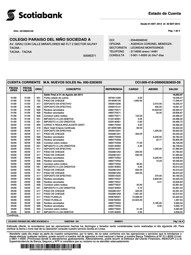 Estado de Cuenta PDF Cheque Tecnología financiera