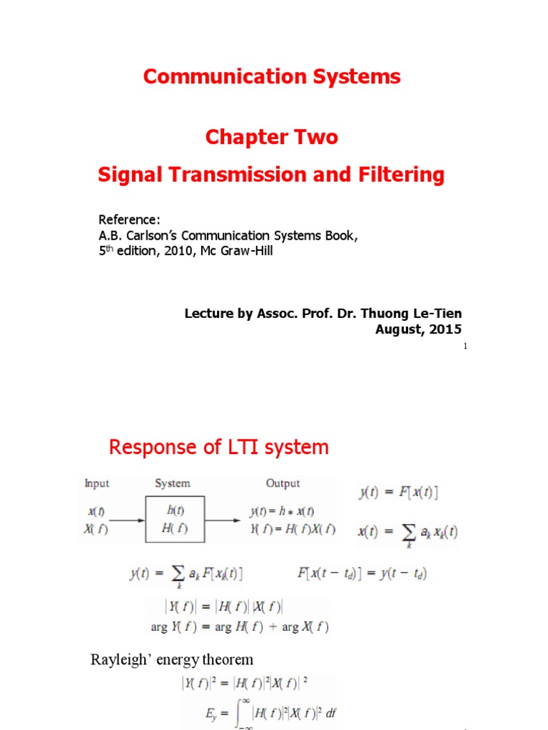 Signal Transmission & Filtering Overview | PDF | Science & Mathematics