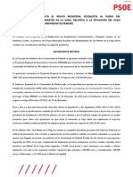 Propuesta relativa a la situación del Plan PRISMA 2008-2011