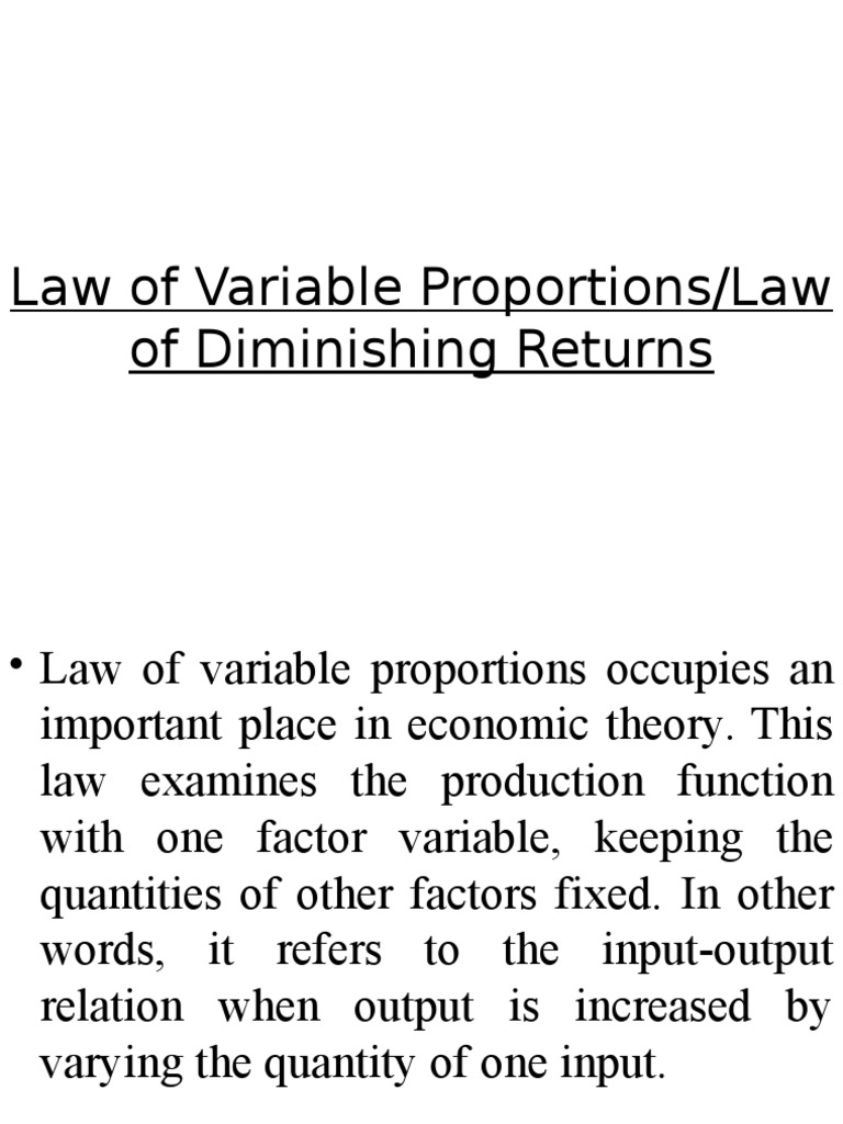 Understanding the Law of Variable Proportions | PDF | Economics | Economies
