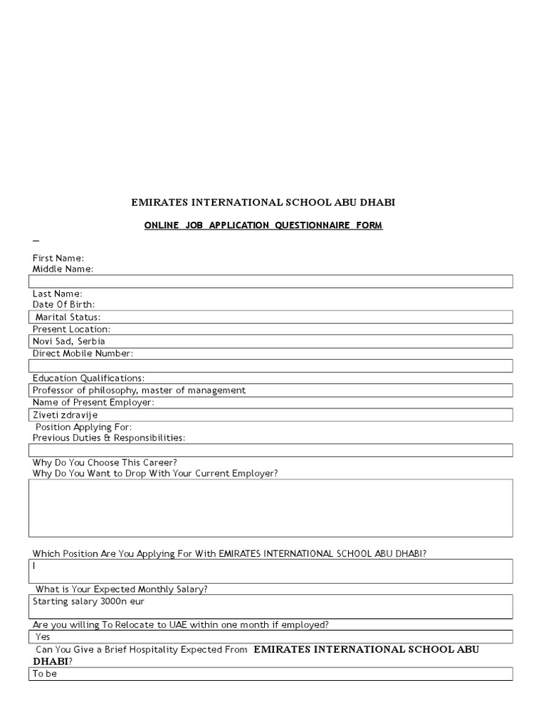 Emirates International School Abu Dhabi: Online Job Application ...