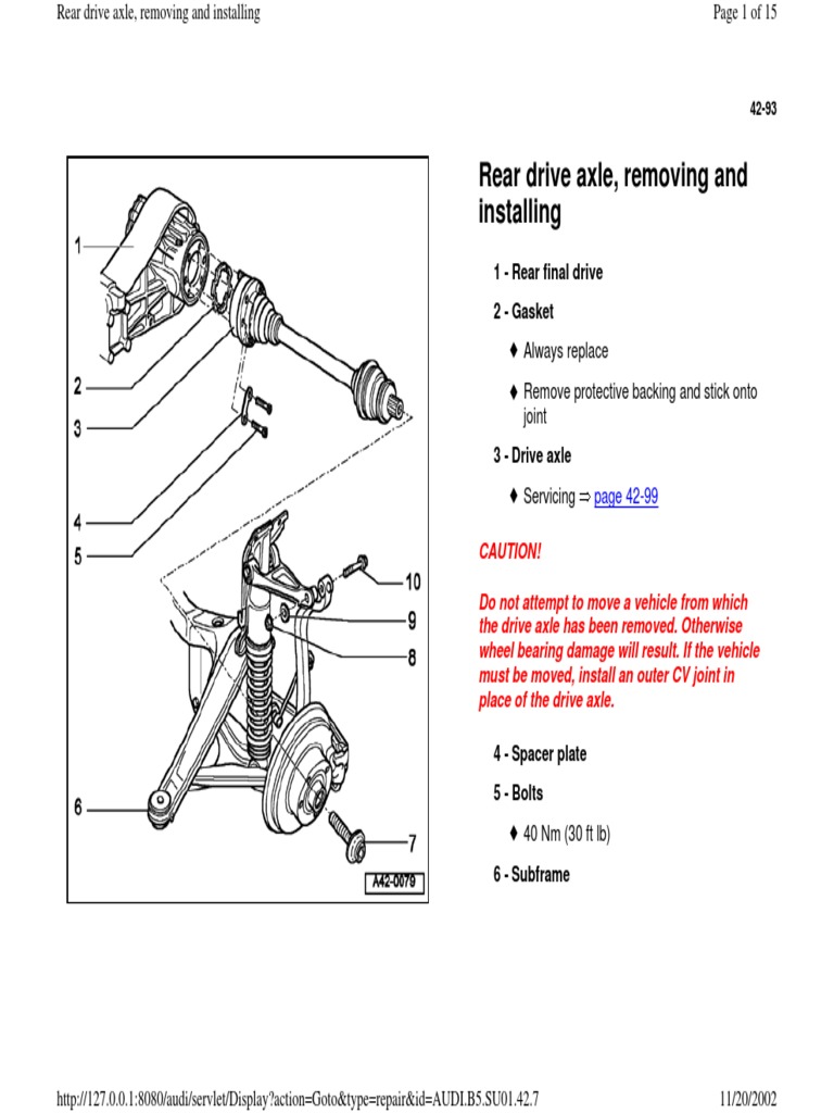 Rear Drive Axle Installation Guide | PDF | Axle | Wheel