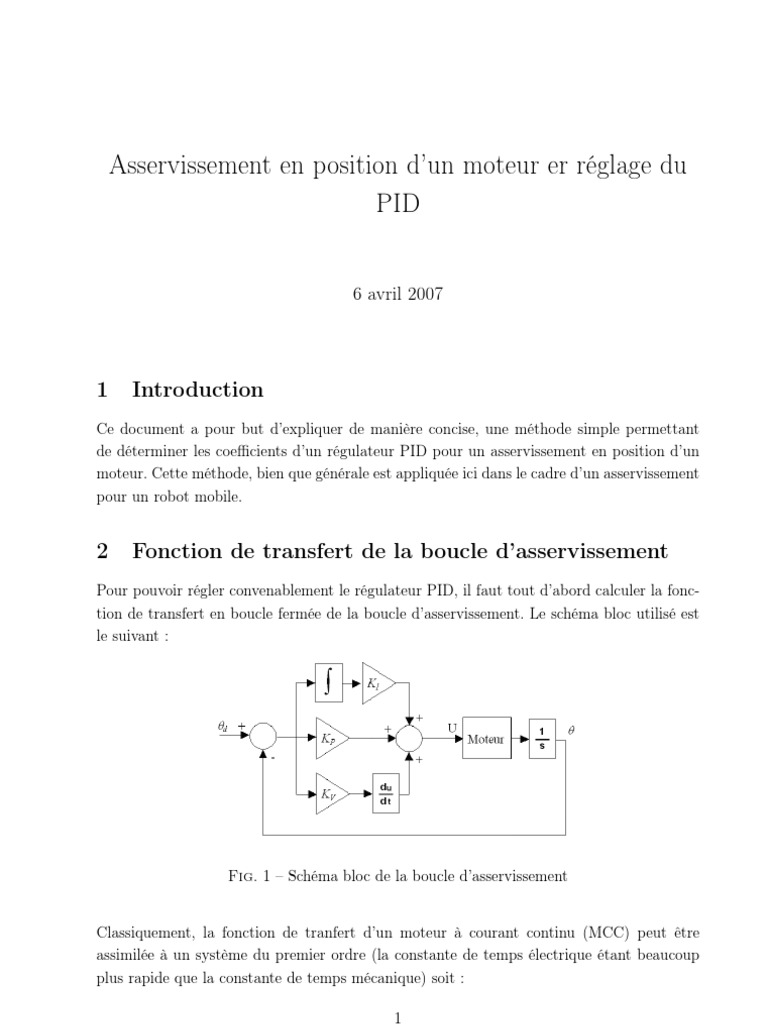 Réglage PID pour asservissement moteur | PDF | Énergie kinétique ...
