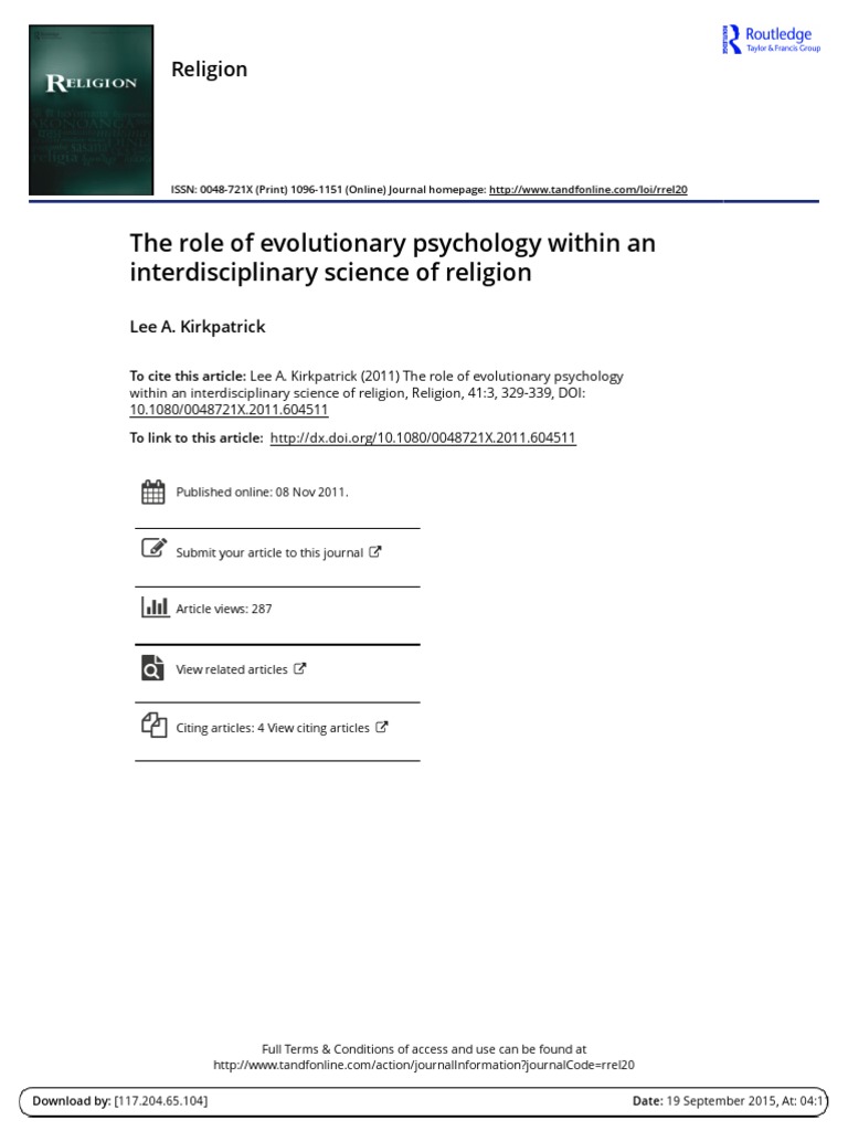 The Role of Evolutionary Psychology Within An Interdisciplinary Science ...