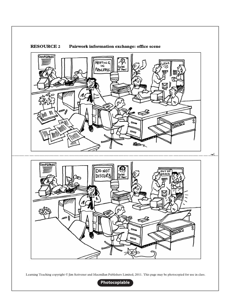 Resource 2 Pairwork Information Exchange: Office Scene: Photocopiable | PDF