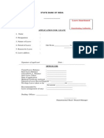 State Bank of India Leave Application Form