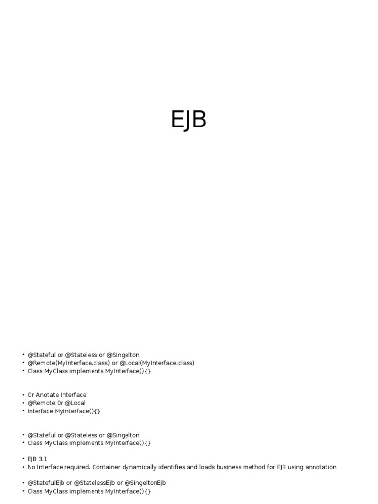 EJB Annotations and Dependency Injection | PDF