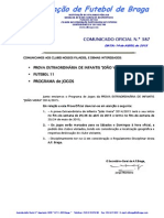 Co N.º 387 Futebol 11 - Prova Extraordinaria de Infantis Joao Vieira - Programa de Jogos