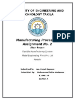 Manufacturing Process-II Assignment No. 2: University of Engineering and Technology Taxila