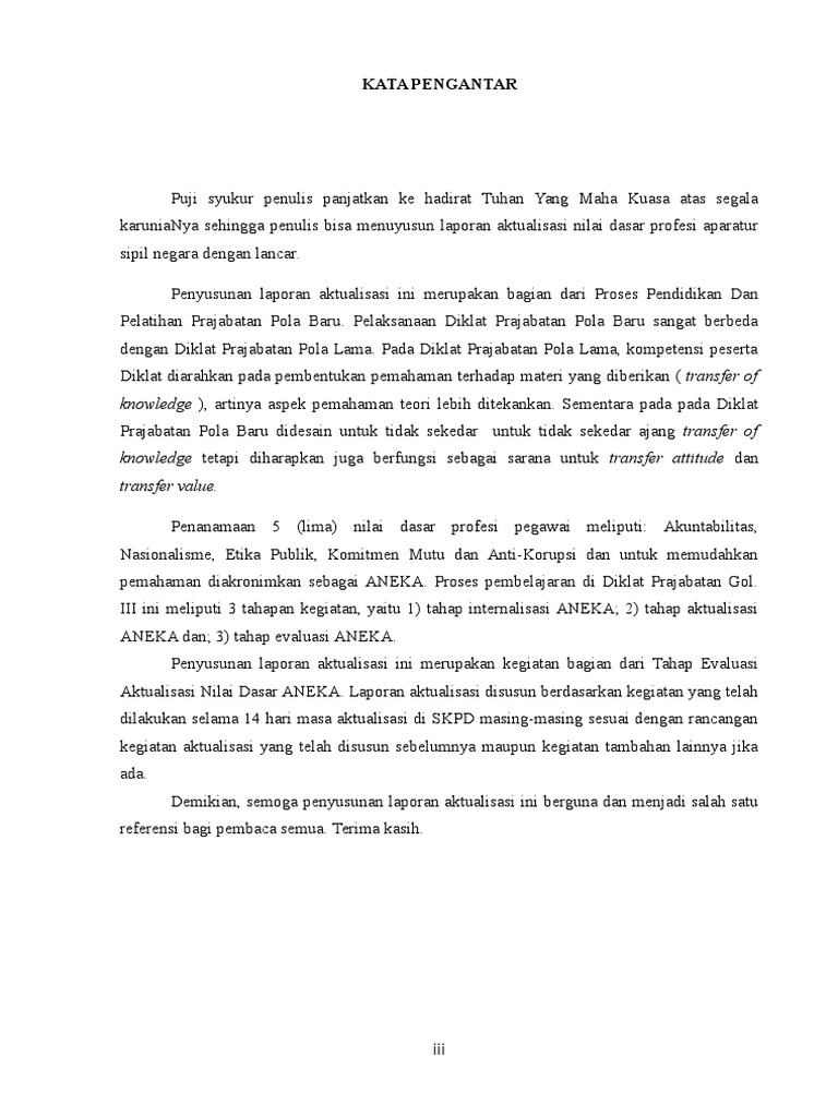 Kata Pengantar Aktualisasi