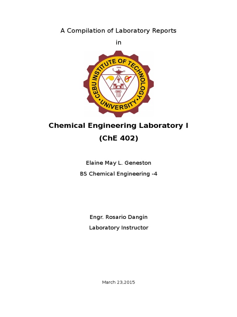A Compilation of Laboratory Reports PDF Sedimentation Filtration