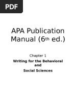 APA Publication Manual (6th Ed) - Ch1 Writing for the Behavioral and Social Sciences