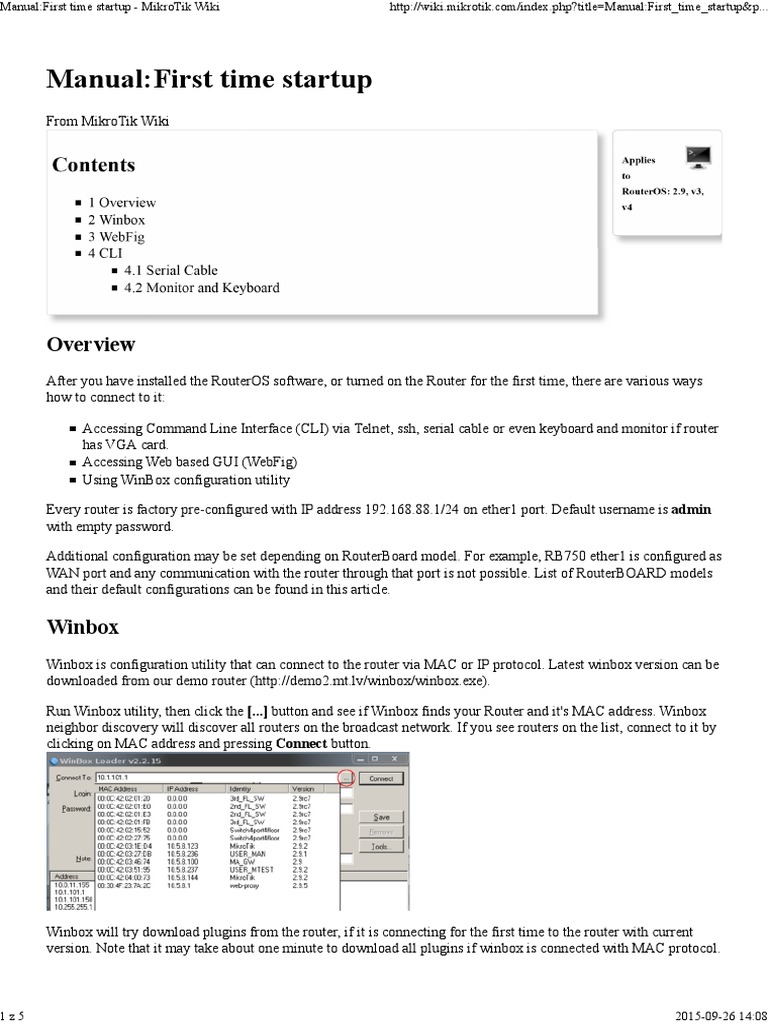 MikroTik Router First-Time Setup Guide | PDF | Command Line Interface ...