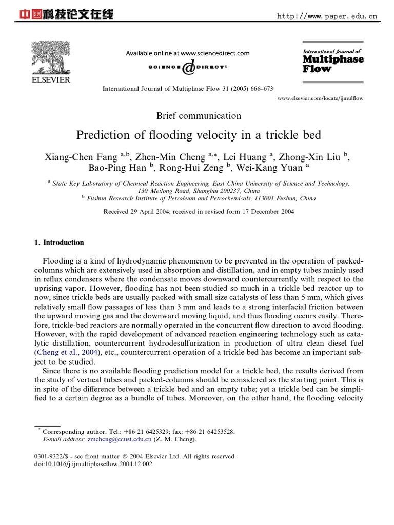 Prediction of Flooding Velocity in Trickle Bed Reactors Through