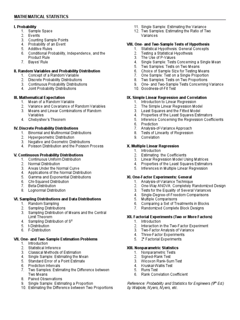 Mathematical Statistics | PDF | Analysis Of Variance | Probability ...