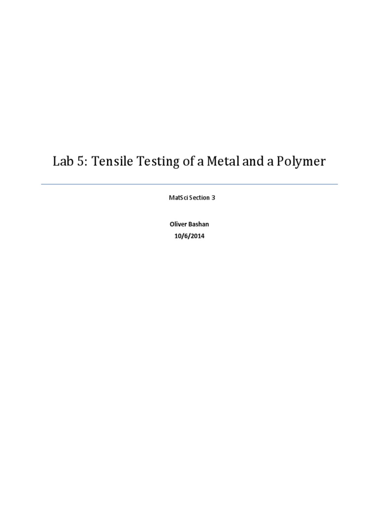 Polymer and Aluminum Tensile Testing | PDF | Strength Of Materials ...