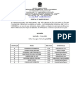 Edital 012PPGE2015 Relação de Aprovados Mestrado Edital 01PPGE2015