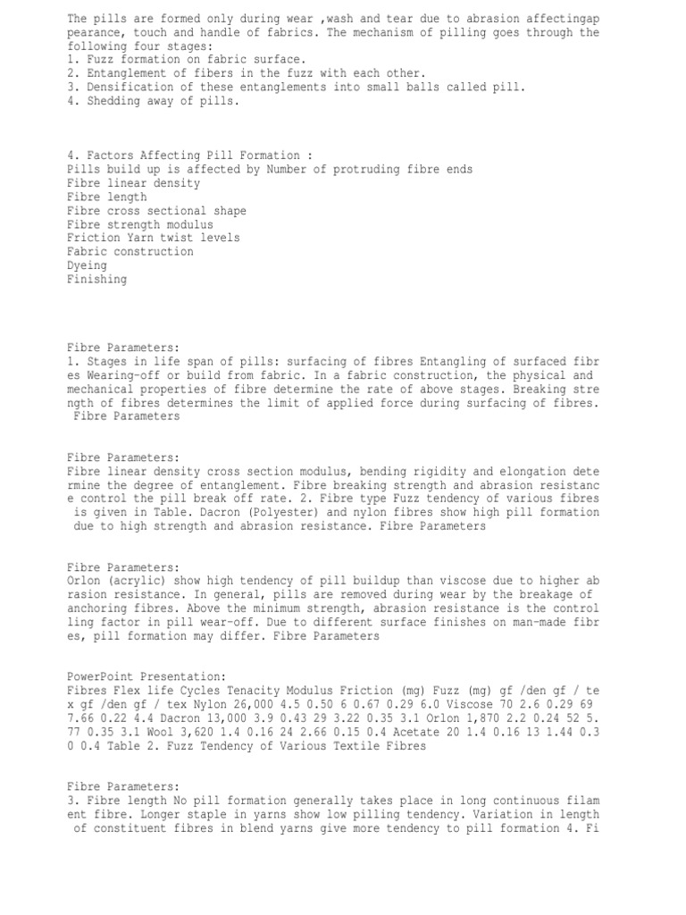 Pilling PDF Textiles Yarn