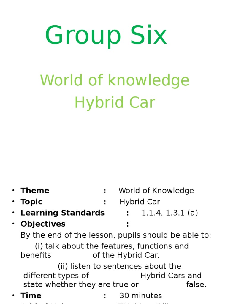 Understanding Hybrid Cars for Kids | PDF