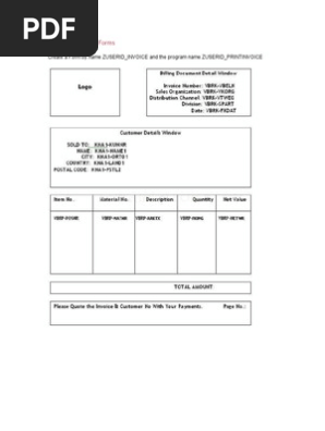 Exercise on Smart Forms Printing Invoices