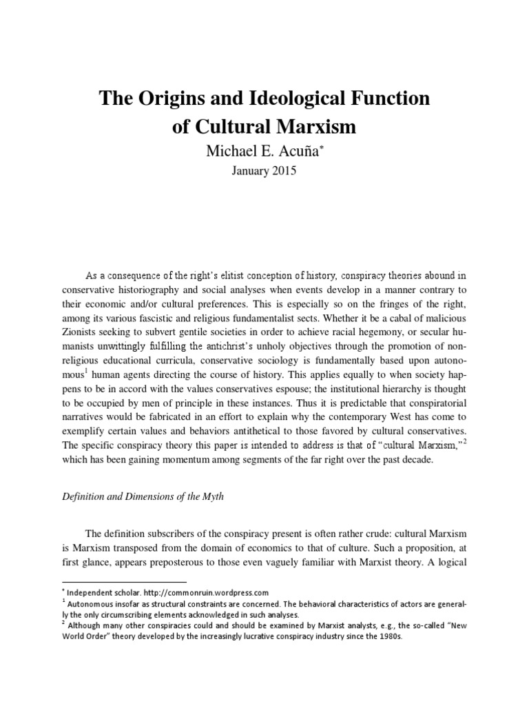 Origins and Ideological Function of Cultural Marxism | PDF | Frankfurt ...