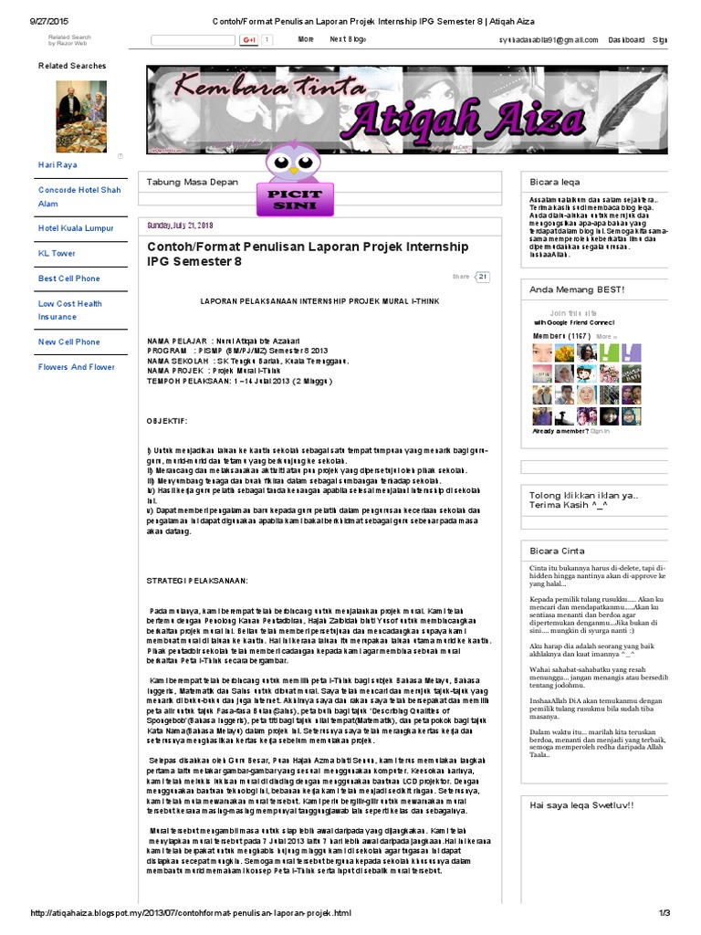 Contoh_Format Penulisan Laporan Projek Internship IPG
