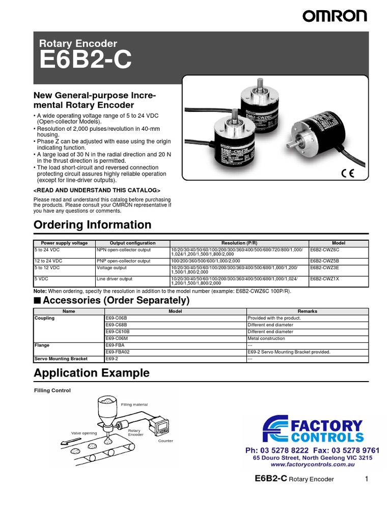 E6B2C Rotary Encoder Datasheet Cable Power Supply