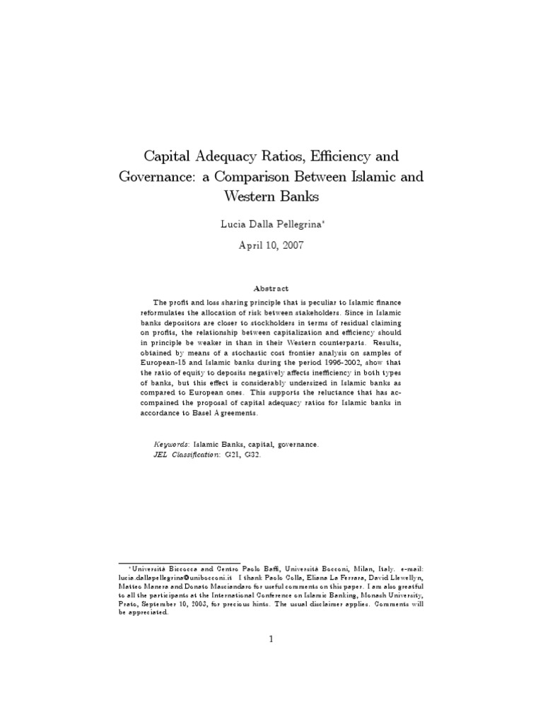 Islamic vs Western Banks: Capital Adequacy Analysis | PDF | Islamic ...