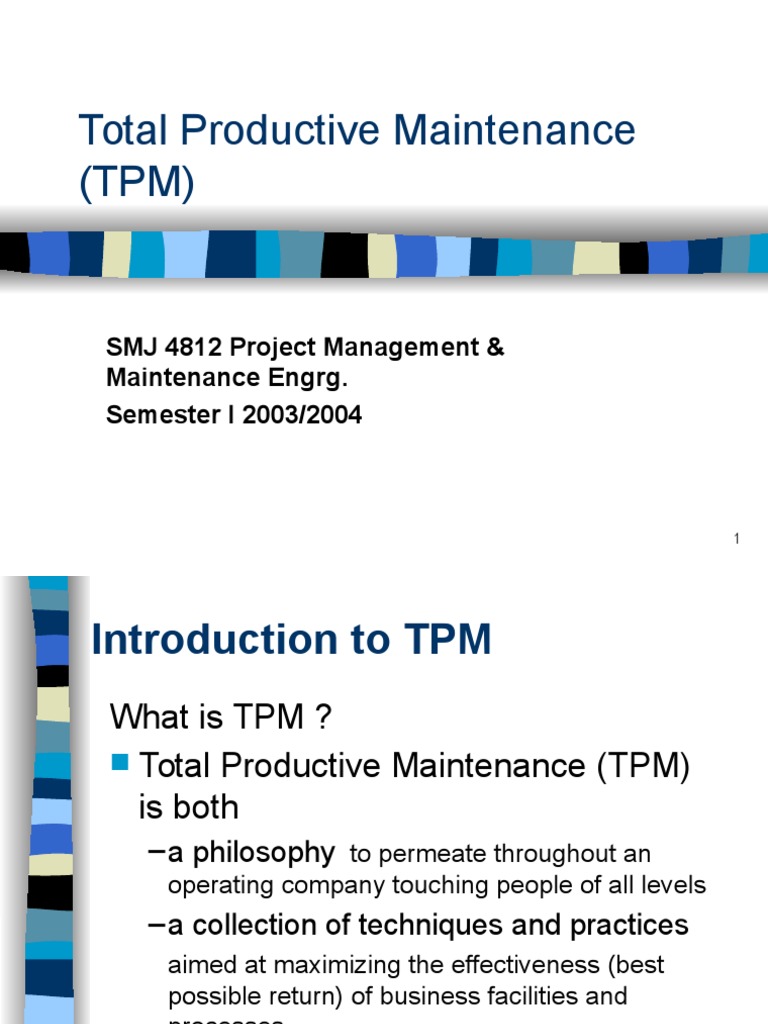 TPM Principles and Concepts | PDF | Production And Manufacturing ...