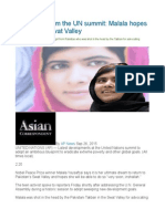 The Latest From The UN Summit Malala Hopes To Return To Swat Valley