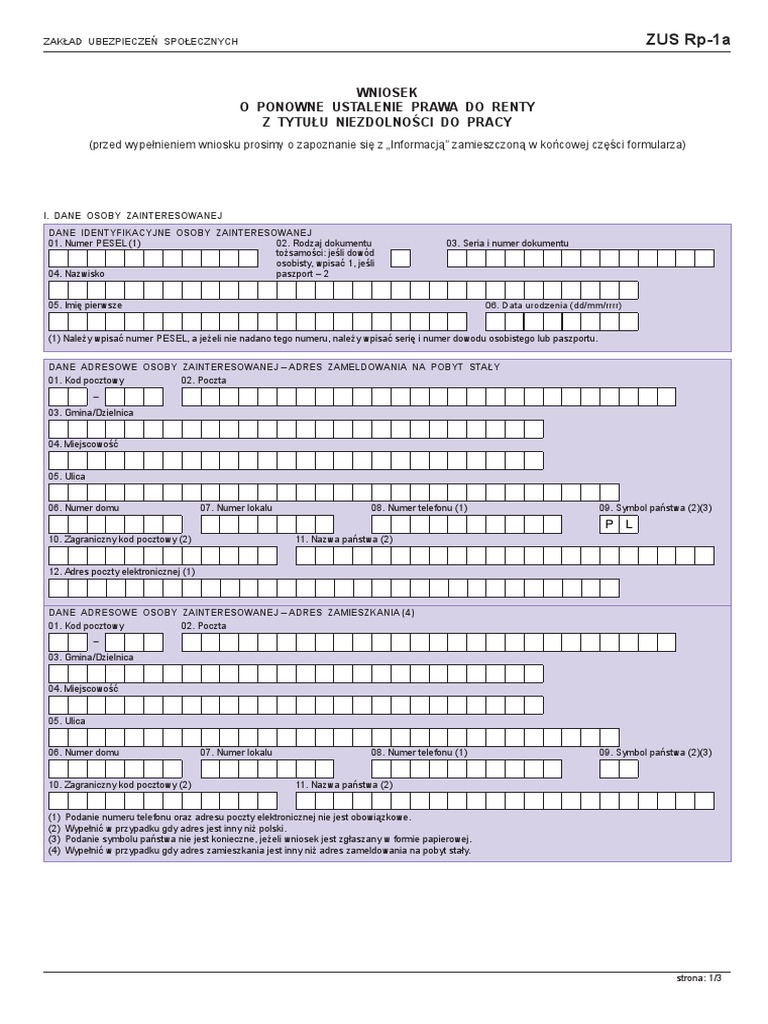 Rp-1a FORM Rozne Adresy | PDF