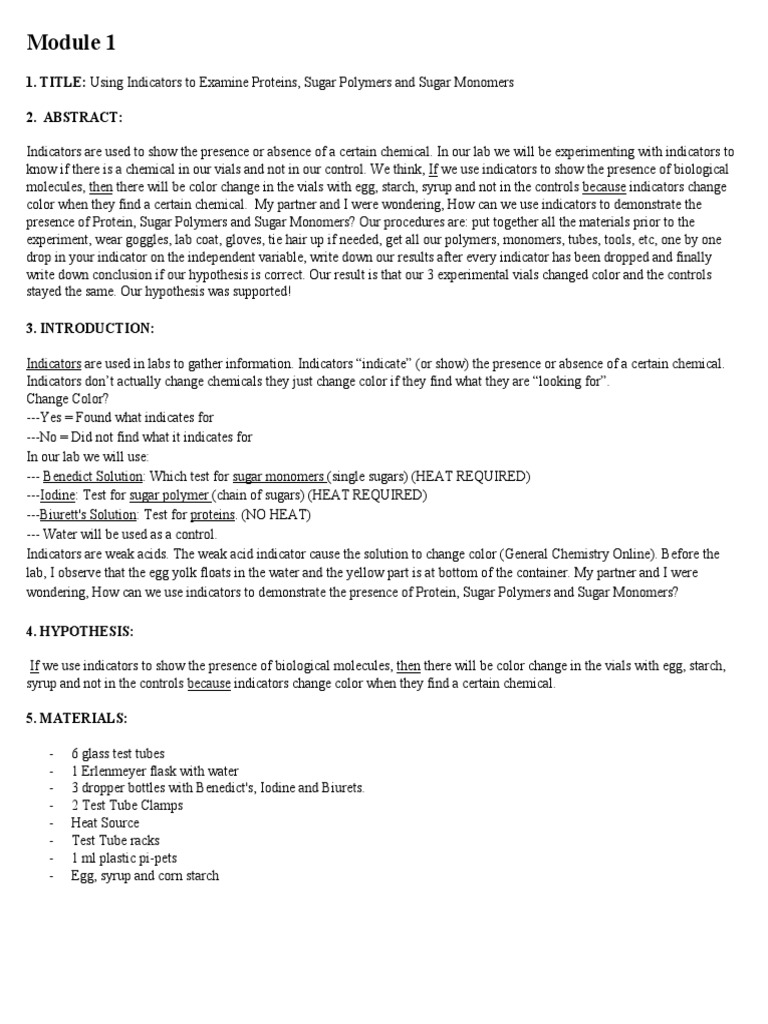 Module 1: 1. TITLE: 2. Abstract | PDF | Experiment | Polymers