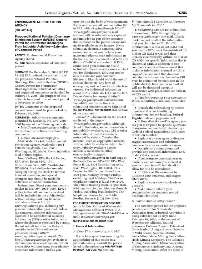 Federal Register / Vol. 70, No. 246 / Friday, December 23, 2005 ...