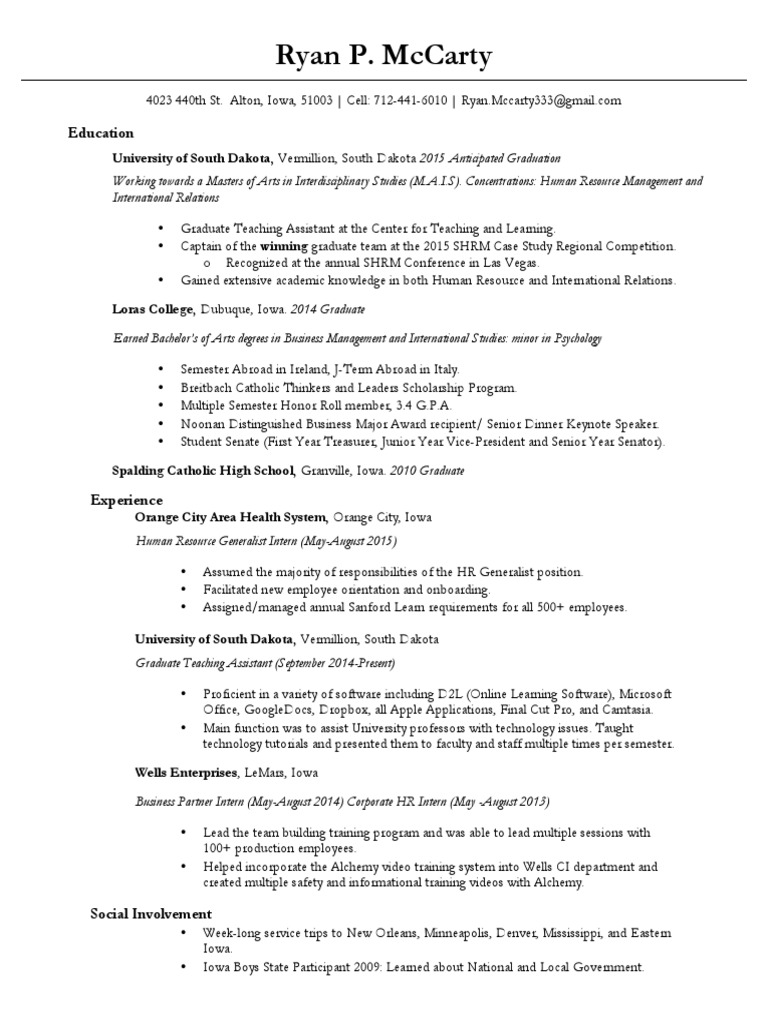 Ryan McCarty's Professional Profile | PDF | Career & Growth