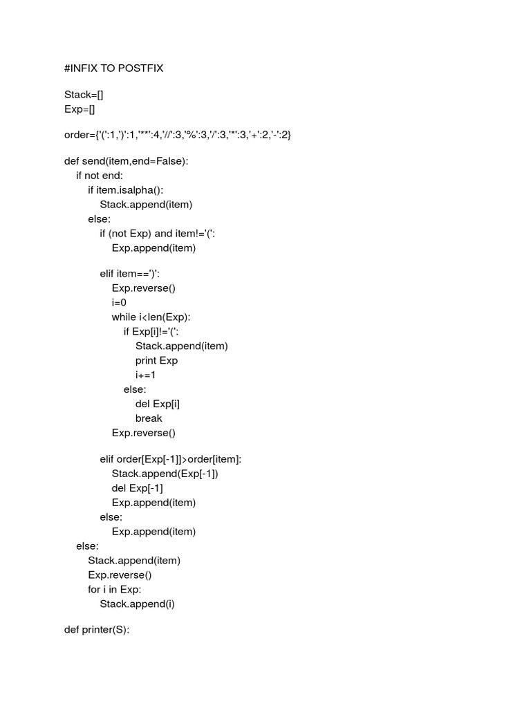 Infix Prefix Python Code | PDF