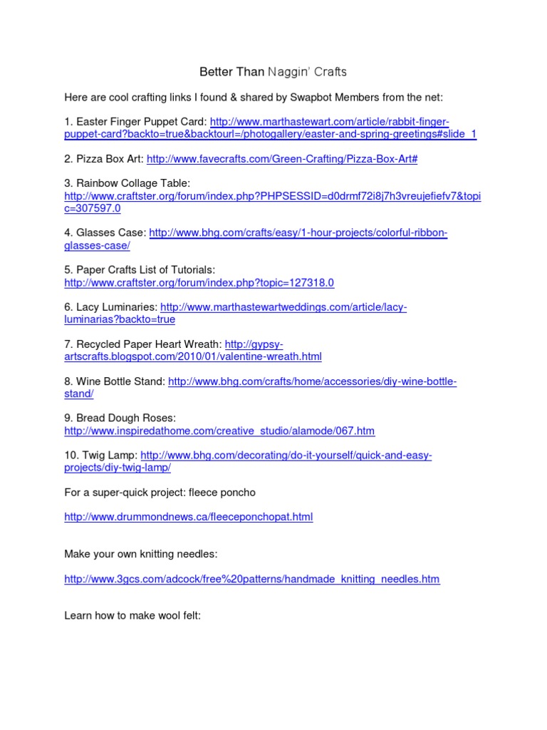 Crafting Projects Links Knitting Textiles