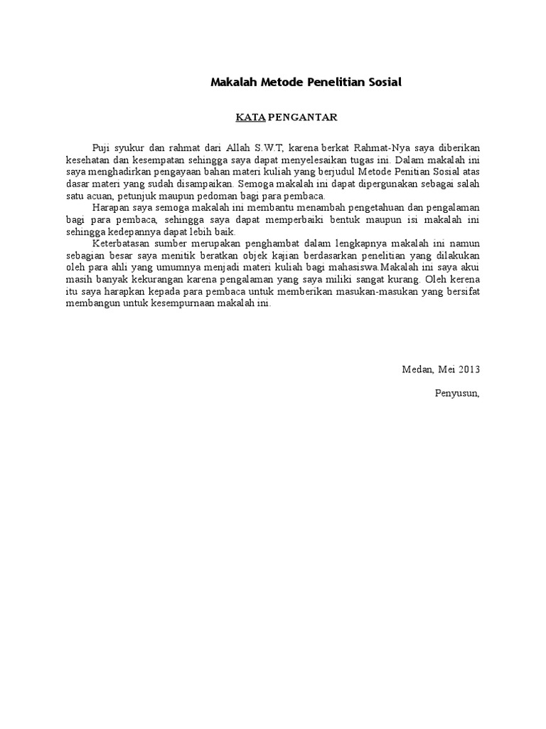 Makalah Metode Penelitian Sosial
