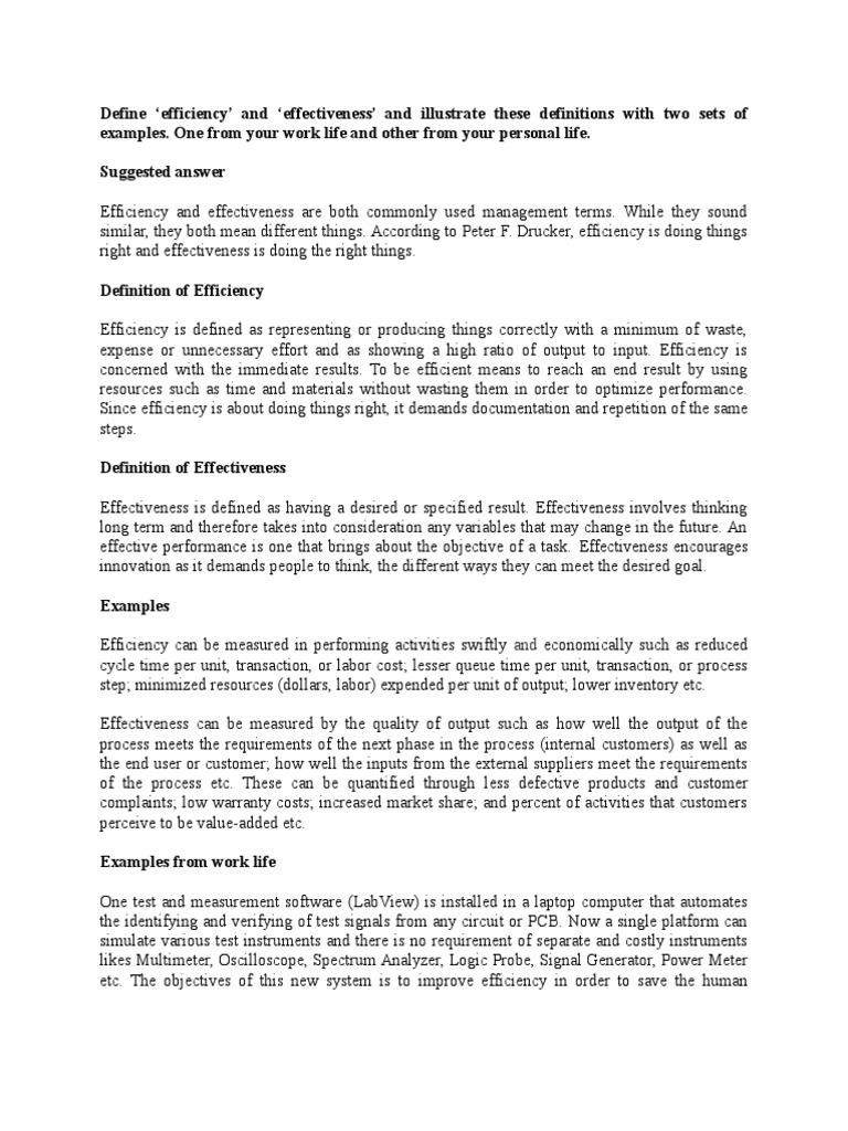 Defining Efficiency and Effectiveness | PDF | Inventory | Electronics