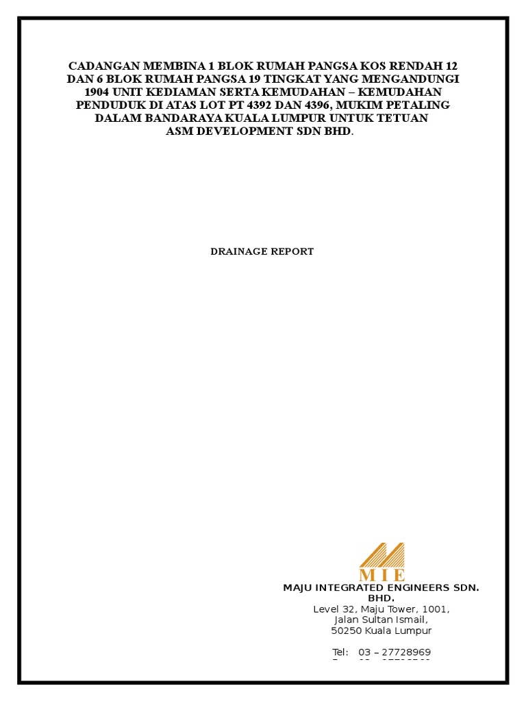 Drainage Report: Maju Integrated Engineers Sdn. BHD | PDF | Concrete ...