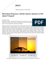 Memahami Exposure, Shutter Speed, Aperture & ISO Dalam Fotografi - Kelas Fotografi