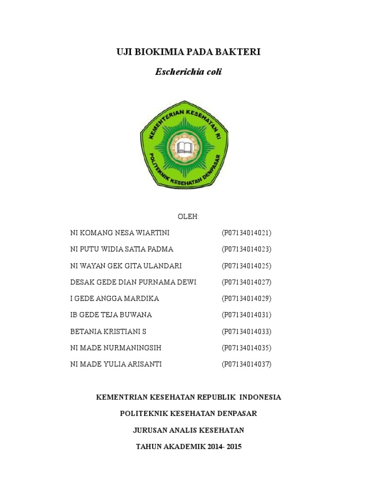Uji Biokimia Pada Bakteri E.coli