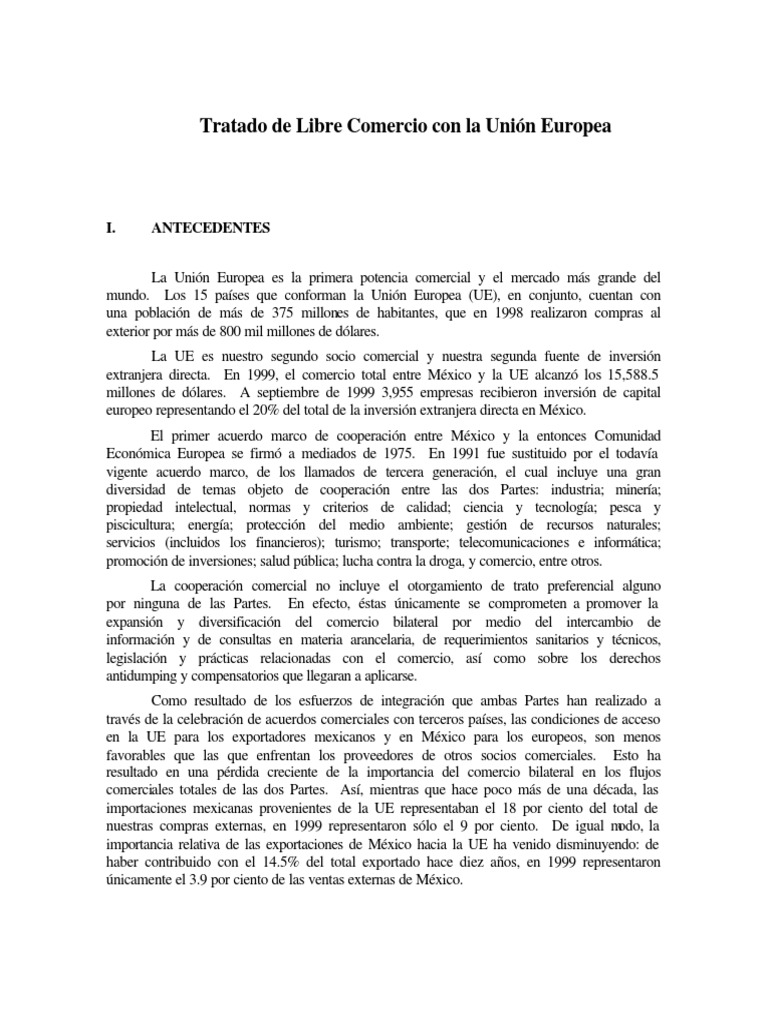Tratado de Libre Comercio Con La Unión Europea | PDF | Organización de ...
