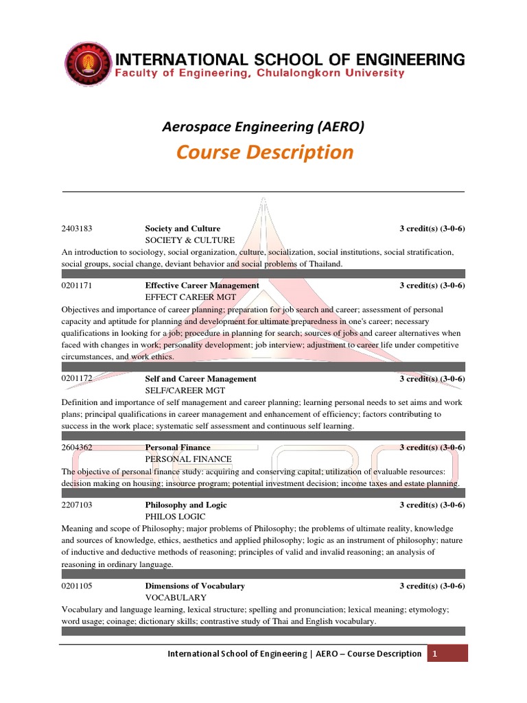 Aerospace Engineering Course Overview | PDF