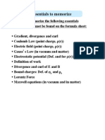 Essentials for Electromagnetism Memorization