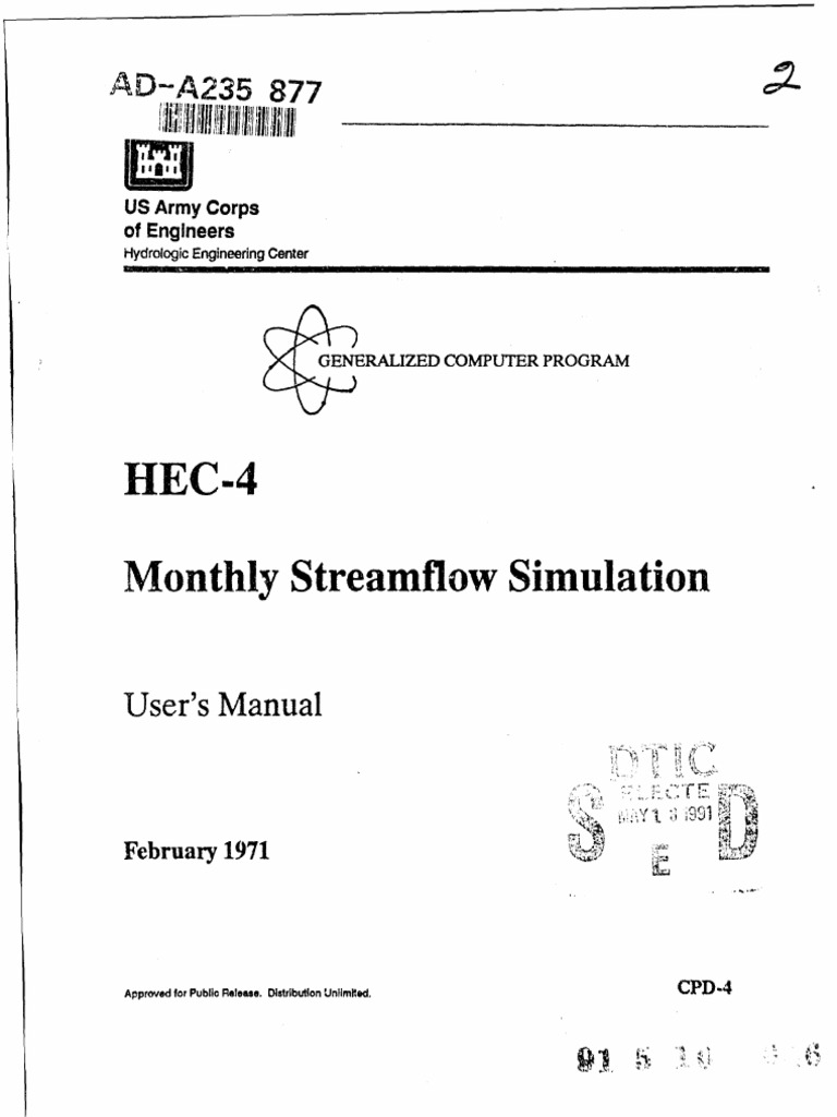 HEC-4 Monthly Streamflow Simulation Manual | PDF | Correlation And ...