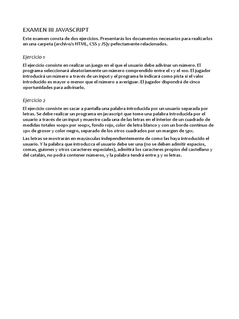 Examen III Js | PDF | Informática